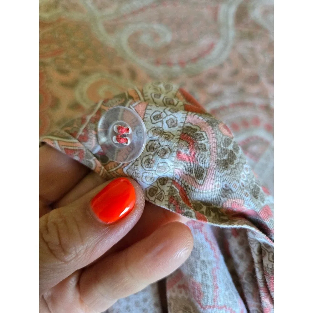 Cuddledown King Duvet Cover Made in Italy 100% Cotton Paisley Coral Grey Button